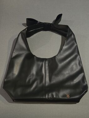 Victoria's Secret - NWT - Black Faux Leather Bag with Bow Strap